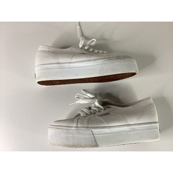 Superga 2790 Platform Sneaker Womens White Canvas Shoes Lace Up Size 8 - Picture 3 of 7